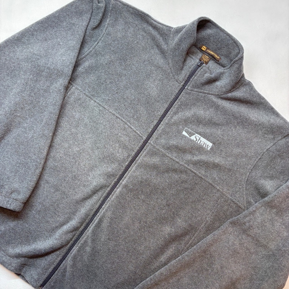 Harriton Men's‎ 2XL Gray Shaw Logo Full Zip Fleece Jacket Outdoor Workwear Barn